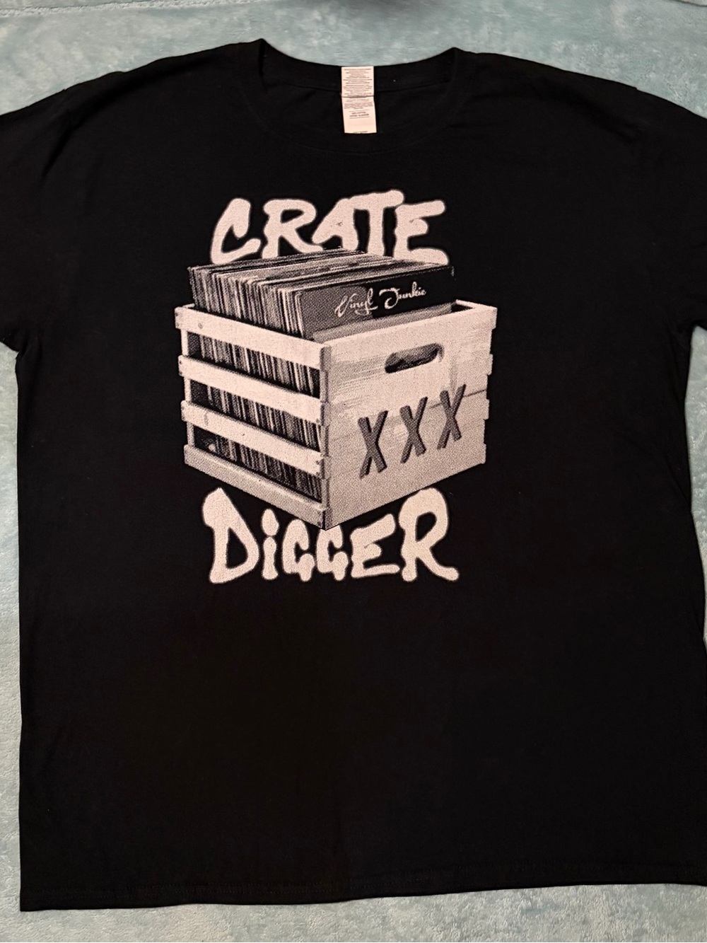 Crate Digger Vinyl DJ Music Graphic Tee  Vinyl Clothing Co. (Black XL)